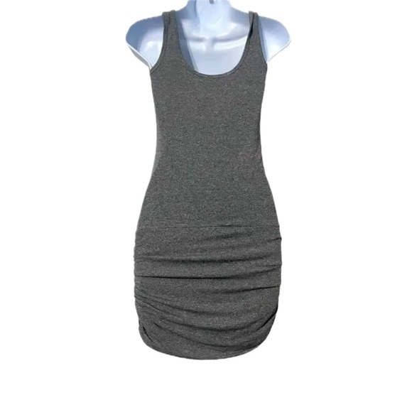 BELLA LUXX slouchy racer back ruched tank mini dress, Ash Gray. M (Fits S/M) - Picture 4 of 5